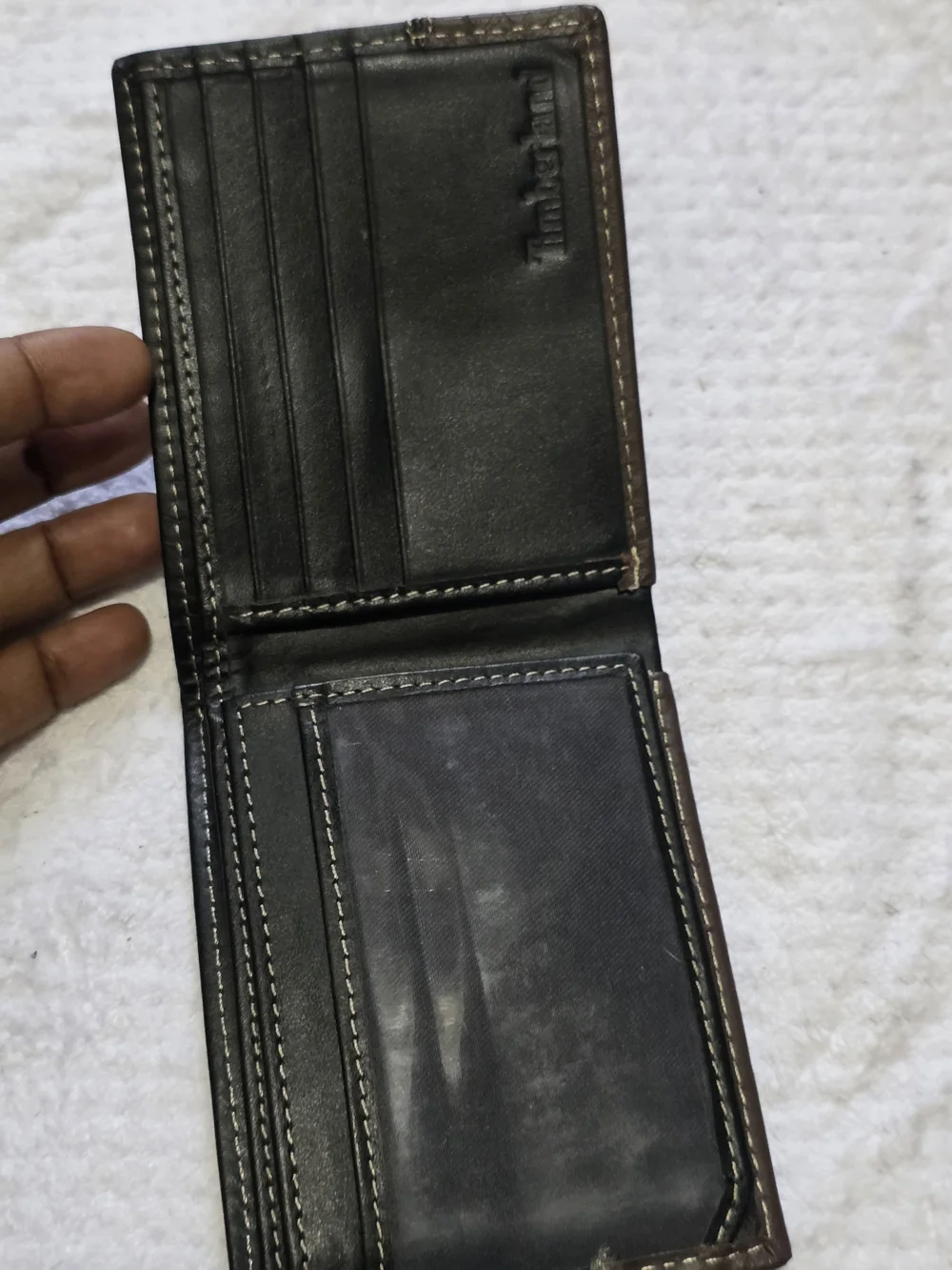 Timberland Two-Tone Brown and Black Leather Bi-Fold Wallet